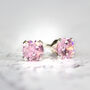 Pink Crystal Stud Earrings In Gold Or Silver, thumbnail 7 of 12