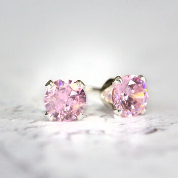 Pink Crystal Stud Earrings In Gold Or Silver, 7 of 12