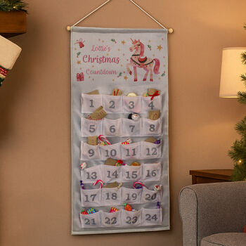 Personalised Hanging Advent Calendar Unicorn Design, 2 of 6