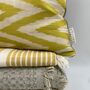 Square Ikat Silk Cushion Yellow Zigzag, thumbnail 6 of 10