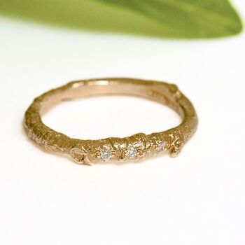 Gold And Diamond Nature Twig Wedding Ring, 4 of 6