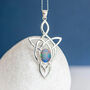 Genuine Extra Fine Opal Celtic Knot Necklace In Silver, thumbnail 1 of 9