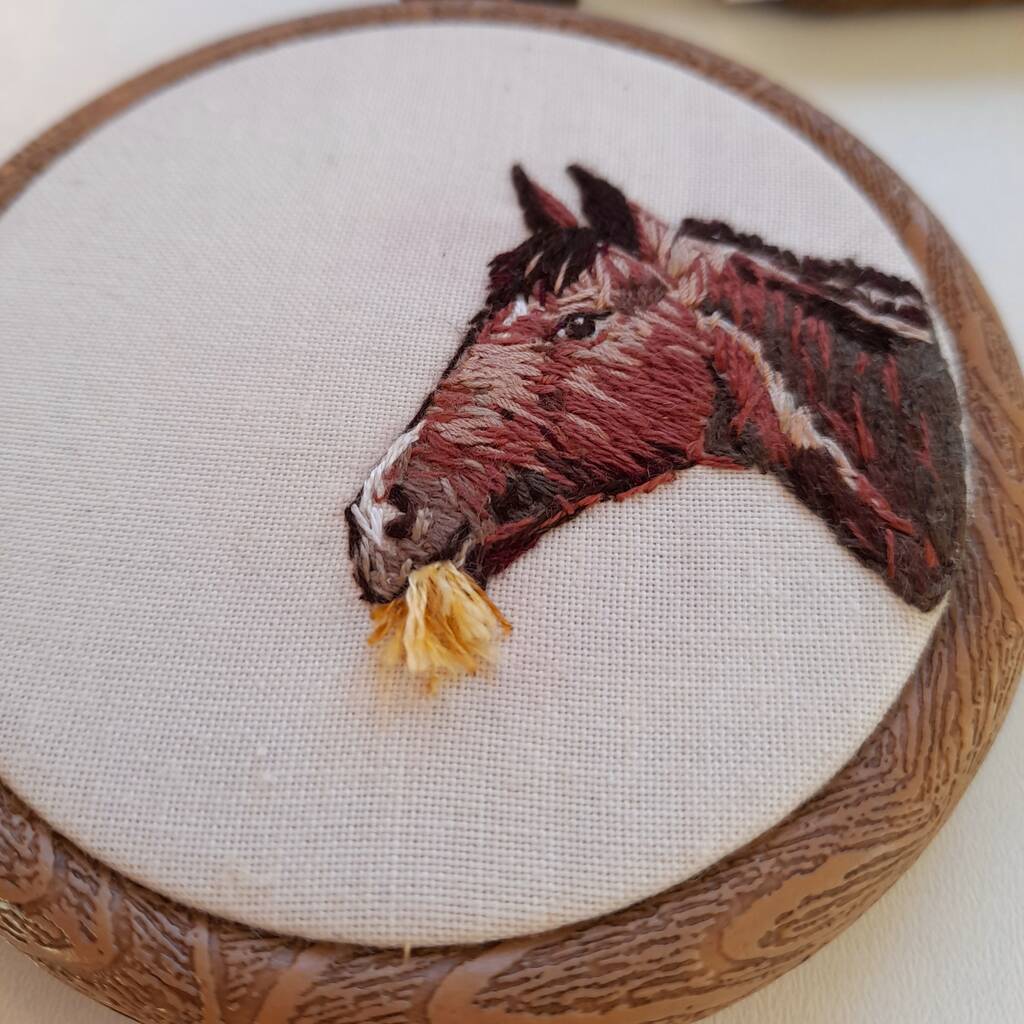 Horse Portrait Hand Embroidered Wall Hoop By The Accidental Stitcher
