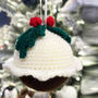 Set Of Four Christmas Pudding Baubles Crochet Kit, thumbnail 1 of 5