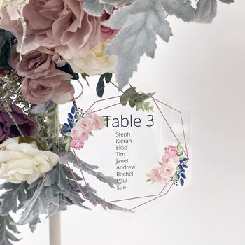 Hexagonal Acrylic Hanging Wedding Table Plan, 8 of 12