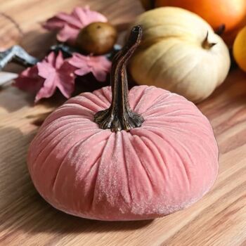 Autumn And Halloween Decor 15cm Velvet Pumpkins Free Lights, 9 of 10