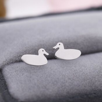 Swimming Duck Stud Earrings In Sterling Silver, 2 of 12