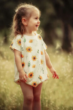 Sunflower Short Sleeve Summer Romper, 2 of 3