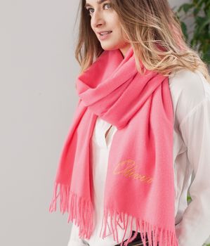 Personalised Soft Pink Fringed Scarf, 2 of 2