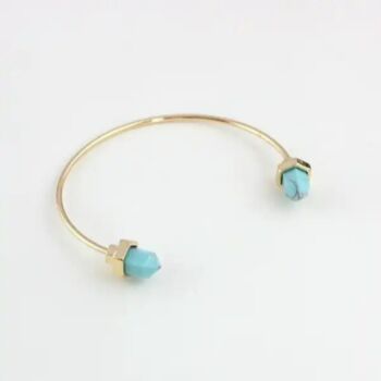 Adjustable Turquoise Stone Pencil Open Cuff Bangle, 4 of 6