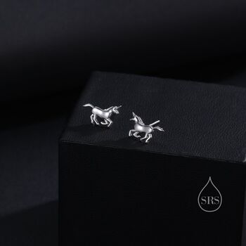 Sterling Silver Unicorn Stud Earrings, 2 of 9