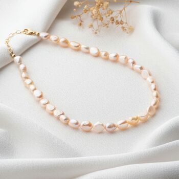 Freshwater Pink Baroque Pearl Necklace, 2 of 7