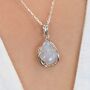 Sterling Silver Teardrop Rainbow Moonstone Necklace, thumbnail 1 of 9