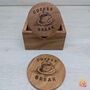 Light Wooden Coaster Set With Coffee Break Design, thumbnail 6 of 6