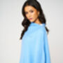 Sky Blue 100% Cashmere Multi Ways Button Poncho Shawl Gift Boxed, thumbnail 5 of 12