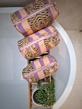 Set Of Three Quilted Cosmetic Bags Tiger, 5 of 6
