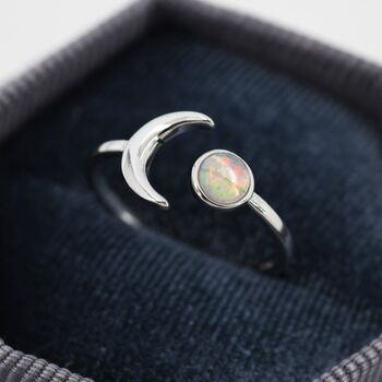 Sterling Silver Opal And Moon Ring, 2 of 12