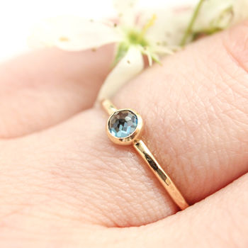 Danube Ring // London Blue Topaz And Gold Stacking Ring, 4 of 6