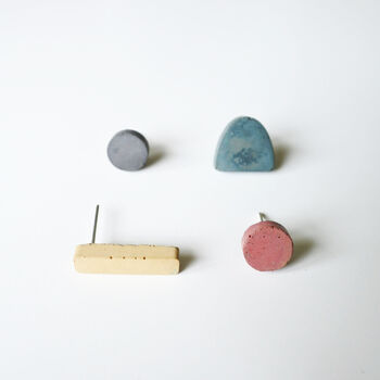 Recycled Concrete Stud Earrings Set Bright Mix, 4 of 8