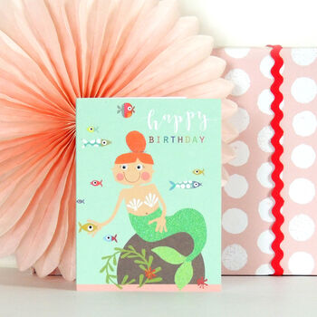 Mini Glittery Mermaid Birthday Card, 4 of 5