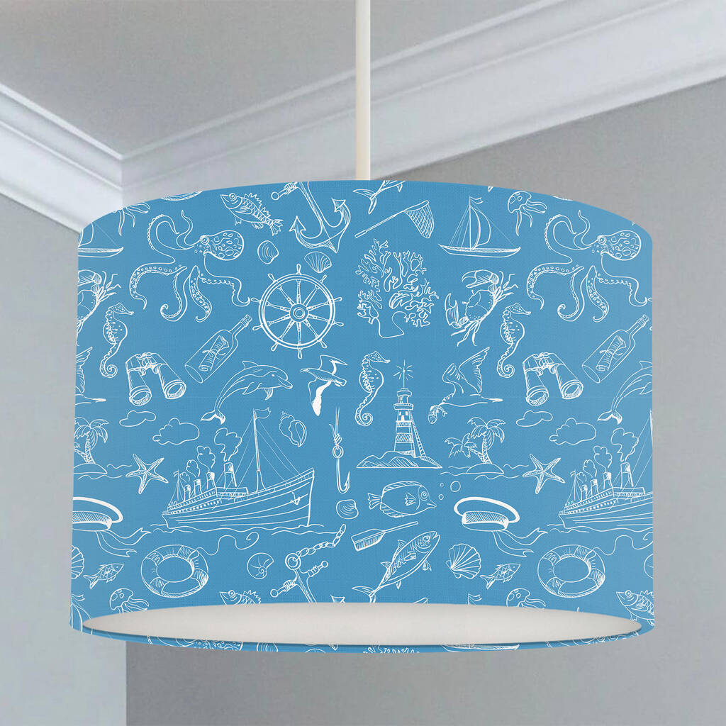 Blue Nautical Theme Lampshade, 1 of 2