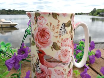Large China Jug In Rose Birds Design, 4 of 9