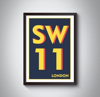 Sw11 Battersea, Clapham Junction London Postcode Print, 6 of 10