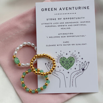 Green Aventurine Stacked Stretch Rings, 3 of 6