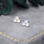 Three Petal Flower Stud Earrings In Sterling Silver, thumbnail 2 of 11