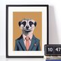 Meerkat In A Suit Portrait Illustration Art Print, thumbnail 3 of 3