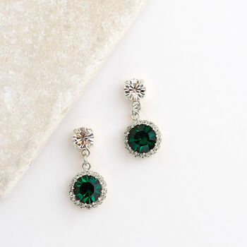 Emerald Green Swarovski Crystal Snow Drop Earrings, 6 of 6