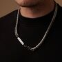 Personalised Silver Stainless Steel Flat Curb Necklace, Cuban Chains, thumbnail 3 of 10