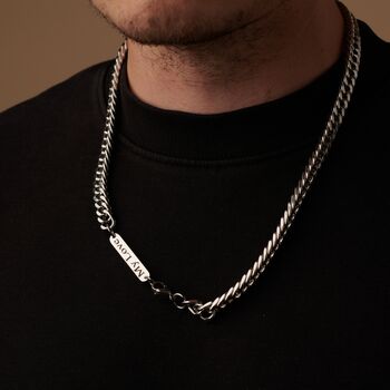 Personalised Silver Stainless Steel Flat Curb Necklace, Cuban Chains, 3 of 10