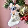 Personalised Baby's First Christmas Mouse In Stocking, thumbnail 2 of 6