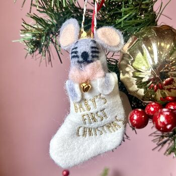 Personalised Baby's First Christmas Mouse In Stocking, 2 of 6