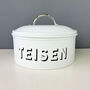 Welsh Enamel Cake Tin With Chrome Handle Chalk White, thumbnail 3 of 3