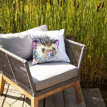 Inky Hedgehog Outdoor Cushion For Garden Furniture, 6 of 9