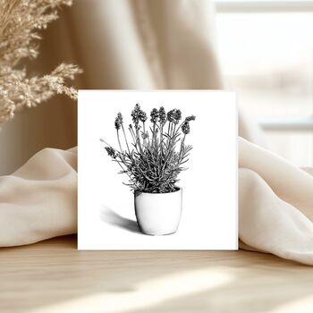 Hand Drawn Lavender Garden Flower Greeting Card, 3 of 6