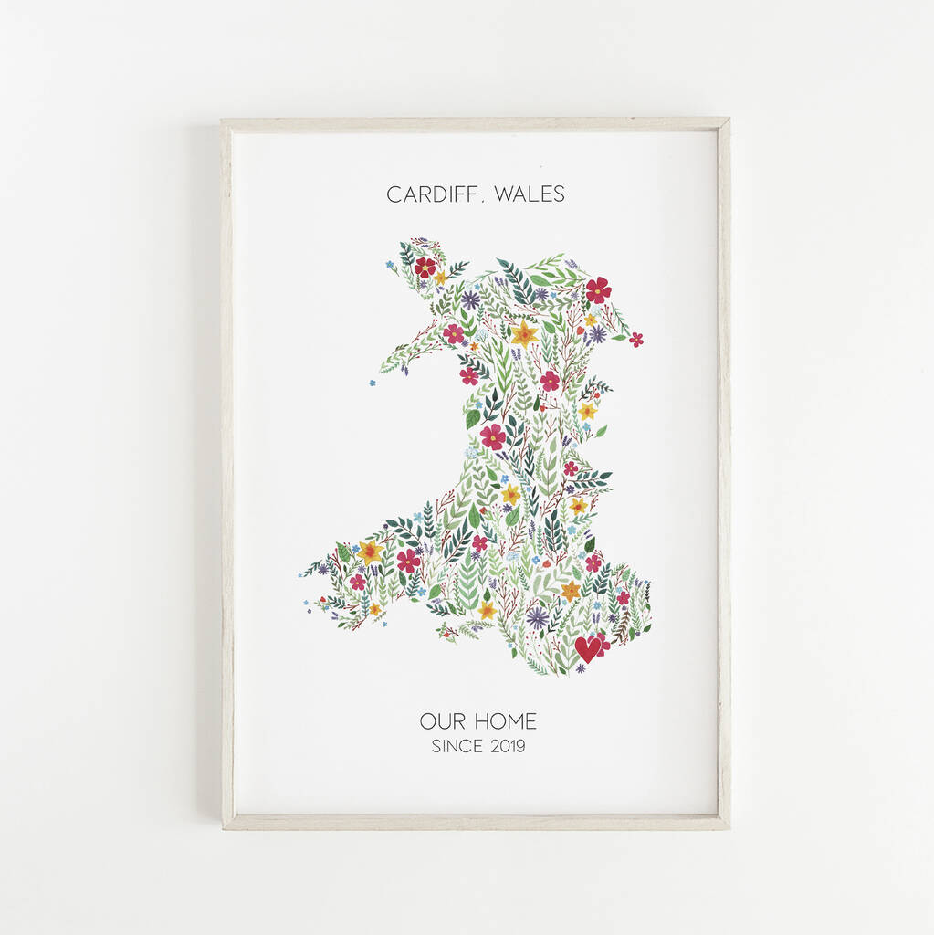 Personalised Floral Map Of Wales Print, 1 of 5