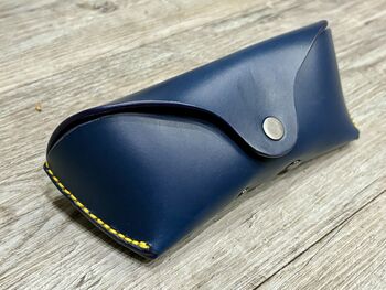 Personalised Dark Blue Leather Glasses Case, 10 of 12