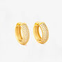 Kin 18 K Gold Plated Cz Rhinestone Pave Earrings, thumbnail 3 of 5