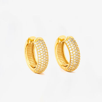Kin 18 K Gold Plated Cz Rhinestone Pave Earrings, 3 of 5