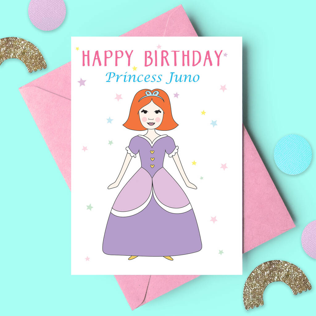 Princess Personalised Birthday Card By Sunny Clouds