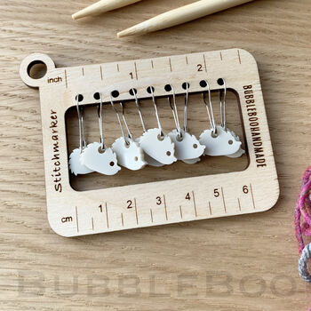 Hedgehog Shaped Knitting Needle Gauge And Stitch Marker Set, 4 of 7