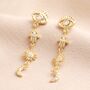 Hamsa Hand Drop Earrings In Gold, thumbnail 1 of 2