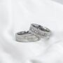 Stainless Steel Couple Promise Wide Zircon Band Rings, thumbnail 1 of 7