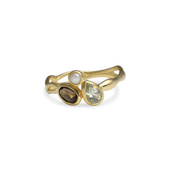 Smoky Quartz, Green Amethyst And Pearl Ring, 6 of 9