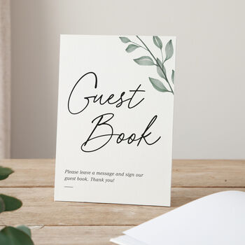 Watercolour Leaves Personalised Wedding Guest Book, 3 of 3
