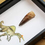 Large Spinosaurus Tooth And Watercolour Illustration Box Frame Real Authentic Dinosaur Fossil Museum Quality Natural History Interior Design Home Decor Gift Ornament, thumbnail 2 of 5