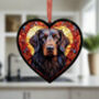 Flat Coated Retriever Stained Glass Effect Heart Suncatcher, thumbnail 4 of 5